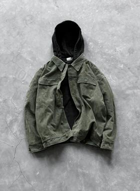 Askyurself 军布金线刺绣Logo连帽夹克军绿色/黑色
