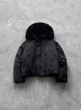 False Perception 狼毛 N2B 军事风派克棉服黑色