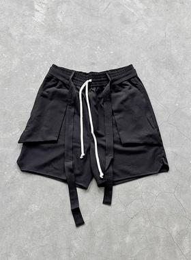 ARNODEFRANCE 西装飘带松紧绳短裤黑色