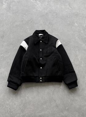 Askyurself 卷轴刺绣复古翻领派克服黑色