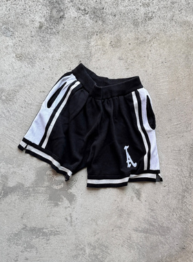 Askyurself 十周年限定刺绣条纹针织短裤 夏 黑色/白色/蓝色