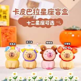 十二星座卡皮巴拉盲盒创意玩具桌面摆件女孩生日礼物情人节礼盒装