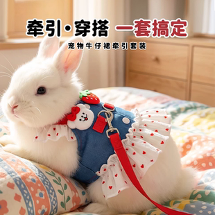 兔子牵引绳衣服外出防挣脱溜兔专用宠物可爱裙子垂耳侏儒兔保暖芰