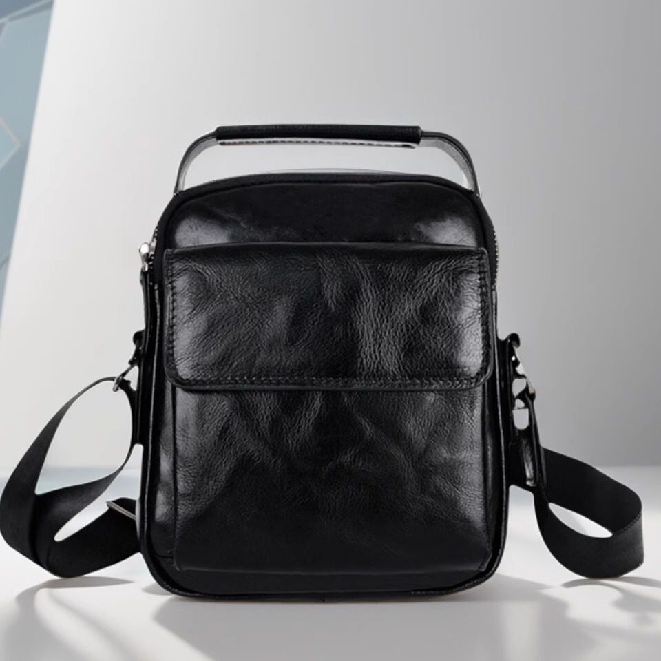 BALIDIYA男真皮单肩包复古植鞣软牛皮斜挎包休闲通勤高级感小挎包