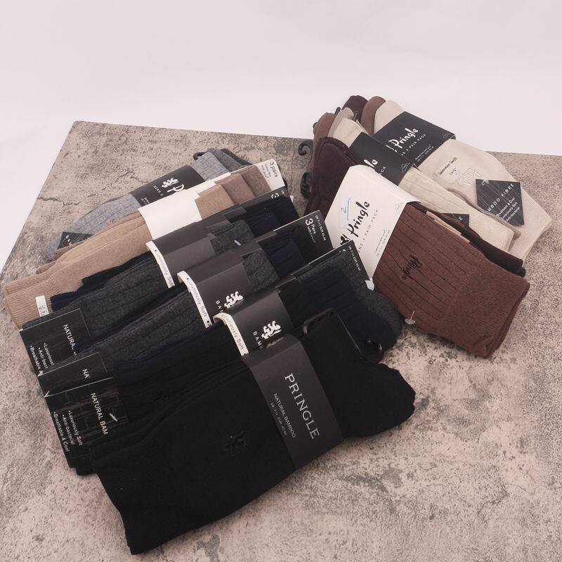 新英单绅士袜无骨中筒英伦条纹格子款竹纤维抗菌商务男袜子3双装