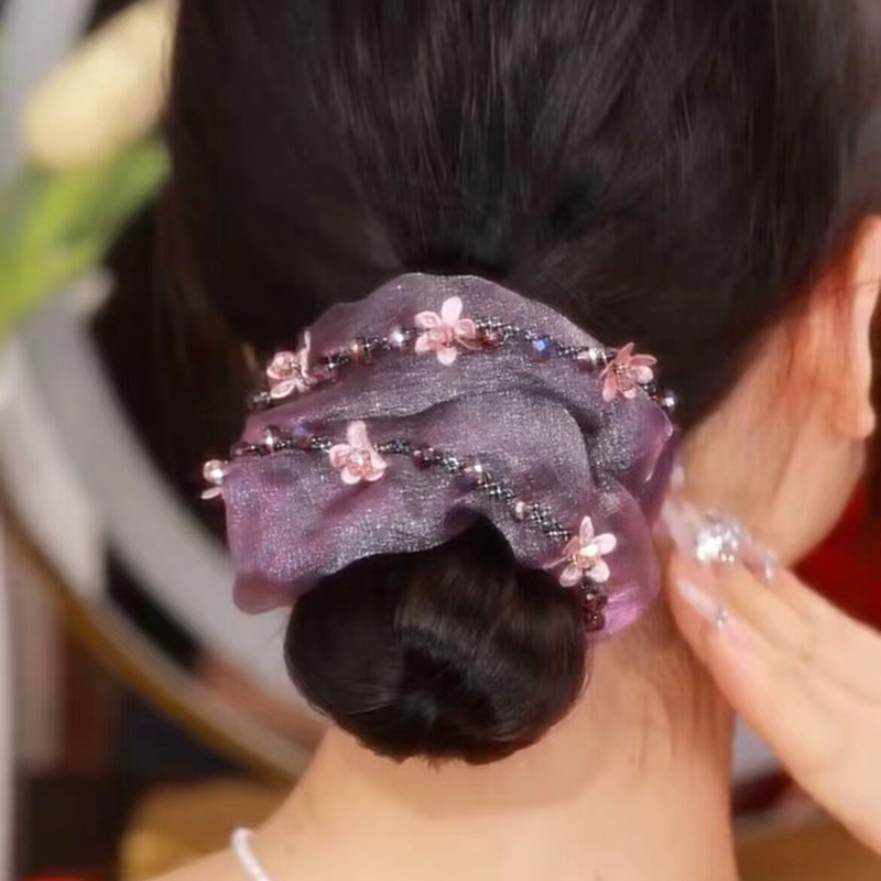 大肠发圈女复古优雅花朵头绳