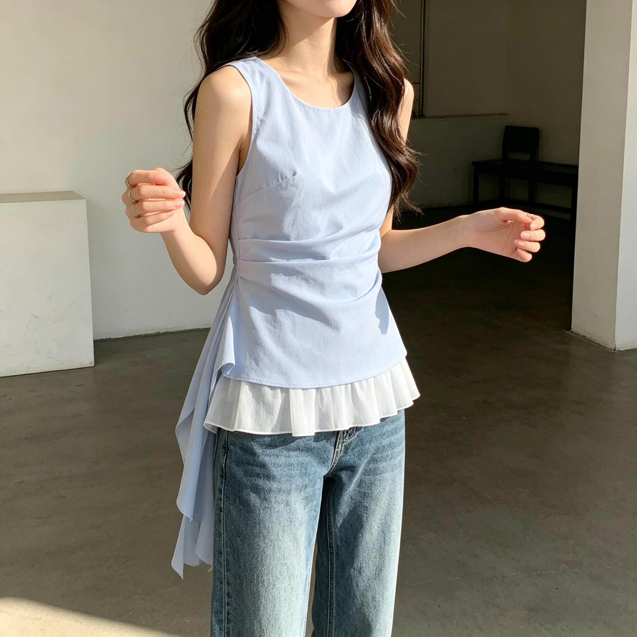 小众设计不规则下摆无袖吊带T恤女 2026夏季新款绝美显瘦气质上衣