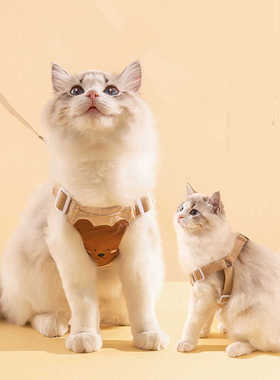 夏天宠物猫咪牵引绳防挣脱外出公主风背心式不勒脖子胸背带可调节