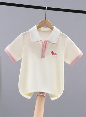 女童t恤短袖夏装2026夏季薄款儿童白色Polo衫中大童洋气女孩上衣