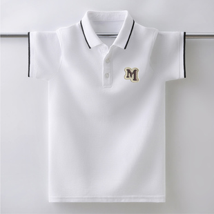 薄款 男童短袖 儿童Polo衫 夏季 上衣 纯棉白色t恤中大童洋气学生夏装