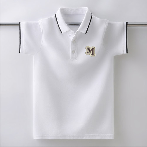 儿童Polo衫短袖纯棉白色t恤夏装