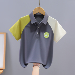 中大童学生夏装 男童t恤短袖 儿童polo衫 夏季 上衣男孩班服 2025新款