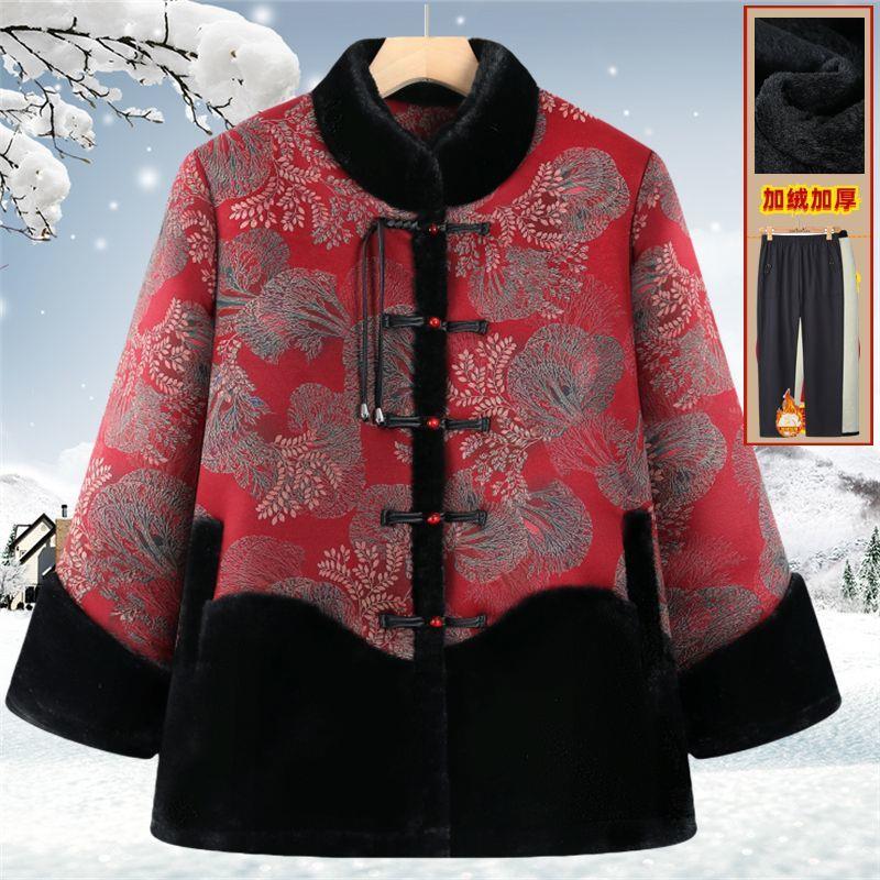 老年人冬装女奶加厚棉衣60