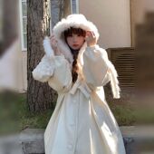 高级感保暖加厚毛呢外套2025冬季 新款 甜美小个子显瘦毛领呢子大衣