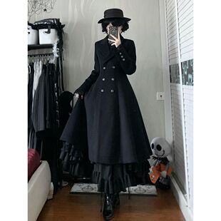 【衰败黎明】气质复古暗黑系优雅双排扣设计感夹棉毛呢外套女