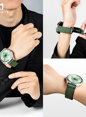 适配华为GT6疯马纹表带真皮耐磨磁吸快拆男女款秋冬高级腕带watch gt4疯马纹磁吸扣表带高级手工定制通腕表带