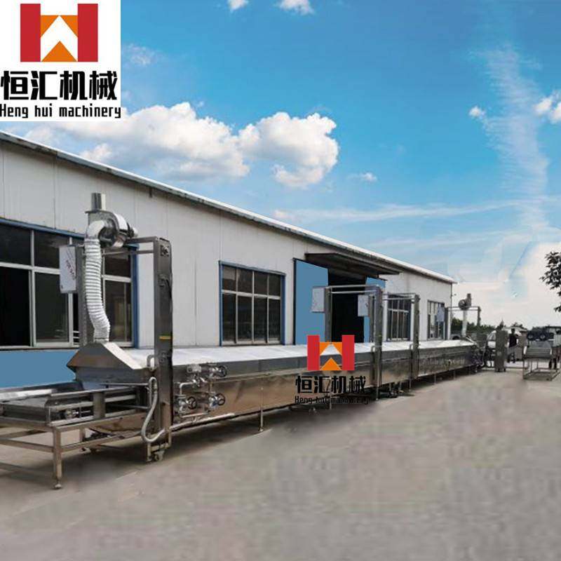 全自动鱼豆腐蒸煮油炸流水线 农产品蔬菜漂烫预煮杀菌清洗线厂家