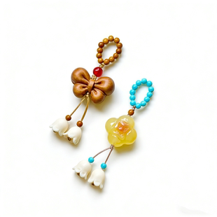 天然木质蝴蝶流苏屁桃手串吊坠无患子壶盖配饰文玩手链diy西施壶