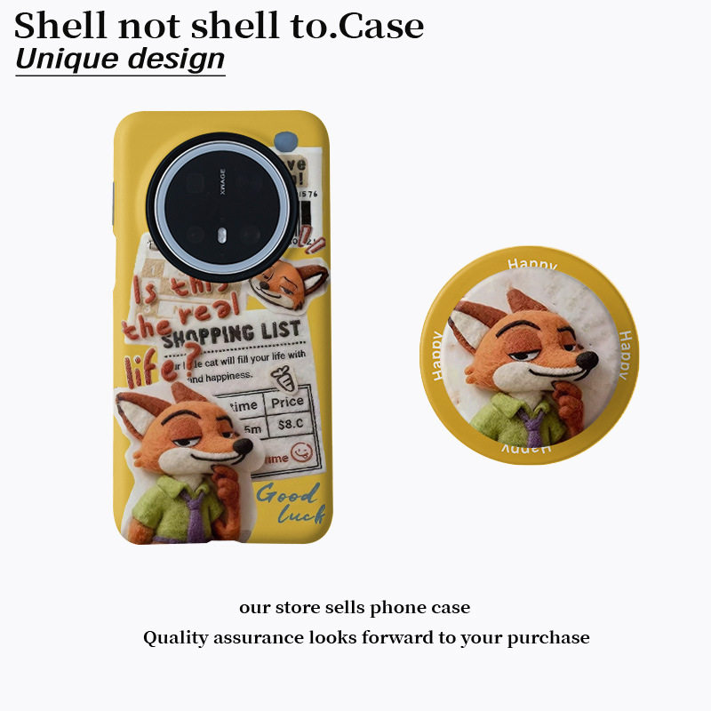 毛绒尼克磁吸菲林二合一适用华为oppo手机壳vivo网红小米15情侣款可爱卡通通用款17promax疯狂动物城创意狐狸