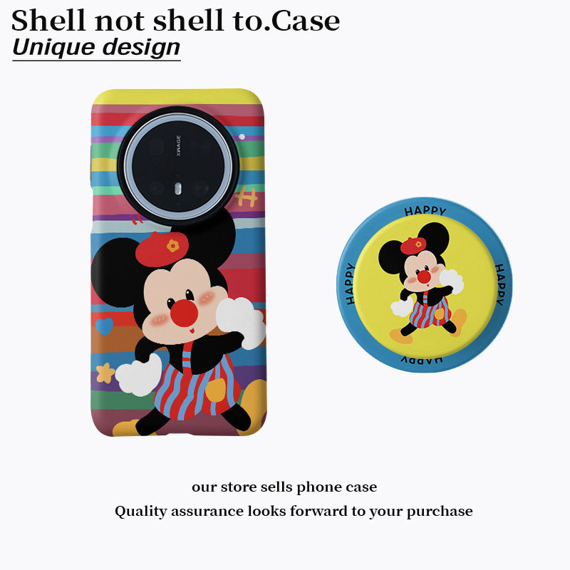 小丑米奇老鼠磁吸菲林二合一适用小米17/oppo手机壳vivo华为M80pm卡通保护套17promax可爱彩色条纹小丑老鼠