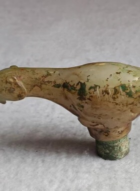 1000多年前的和田玉 古玩老和田白玉手把件 长7长13厘米重166.5克