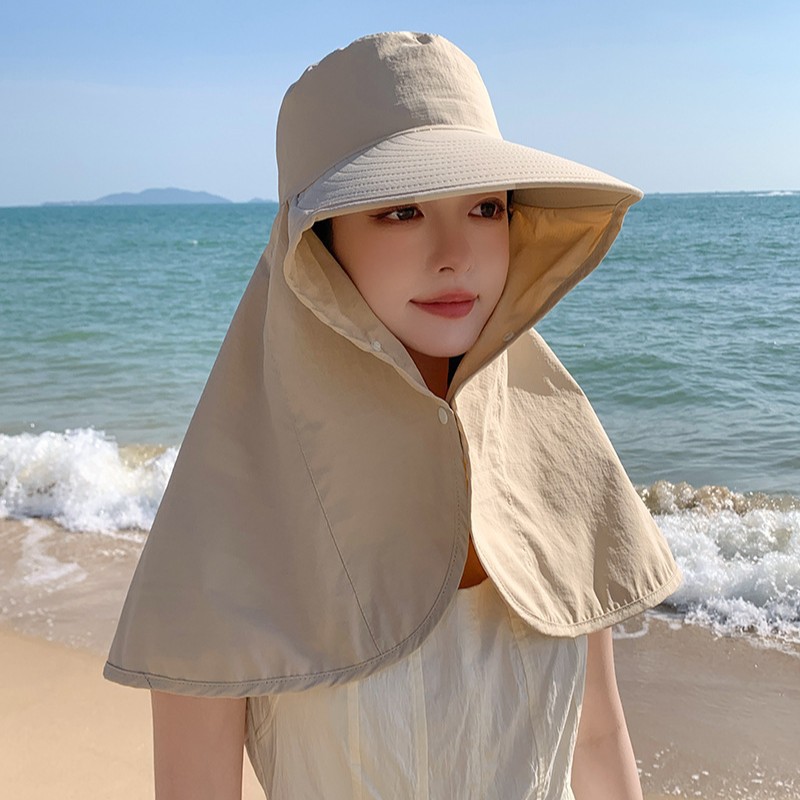 加大披肩防晒遮阳帽子夏天女一体太阳帽户外大帽檐防紫外线2025
