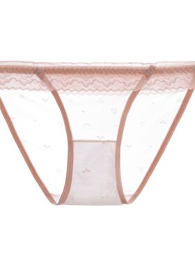 纯欲网纱性感低腰蕾丝镂空透明火辣诱惑女士内裤黑色三角短裤