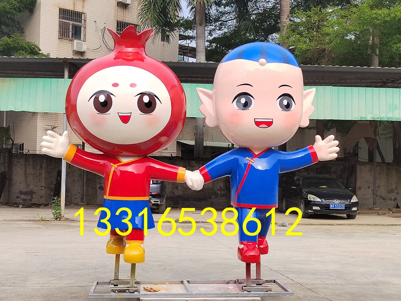 玻璃钢石榴卡通人偶雕塑水果基地招牌定制户外树脂蔬菜吉祥物摆件