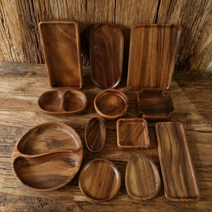 胡桃木托盘日式 木质茶托盘长方形木托盘餐盘点心盘茶托实木托盘碗