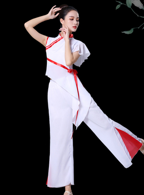 红色摇篮舞蹈服学生现代舞演出服中国古典舞表演练功服阔腿裤男女