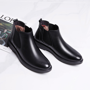 奥康棉皮鞋男冬季新款加绒保暖男士真皮软底马丁靴高帮切尔西靴男