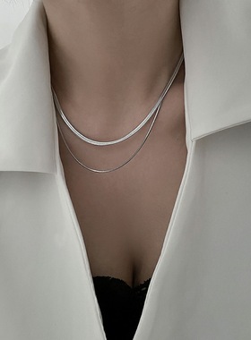 双层钛钢蛇骨链小众不掉色金银项链女欧美高级锁骨链百搭嘻哈配饰