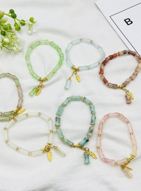 夜市摆摊节节高竹节琉璃手链小清新文艺流苏手串饰品学生手饰