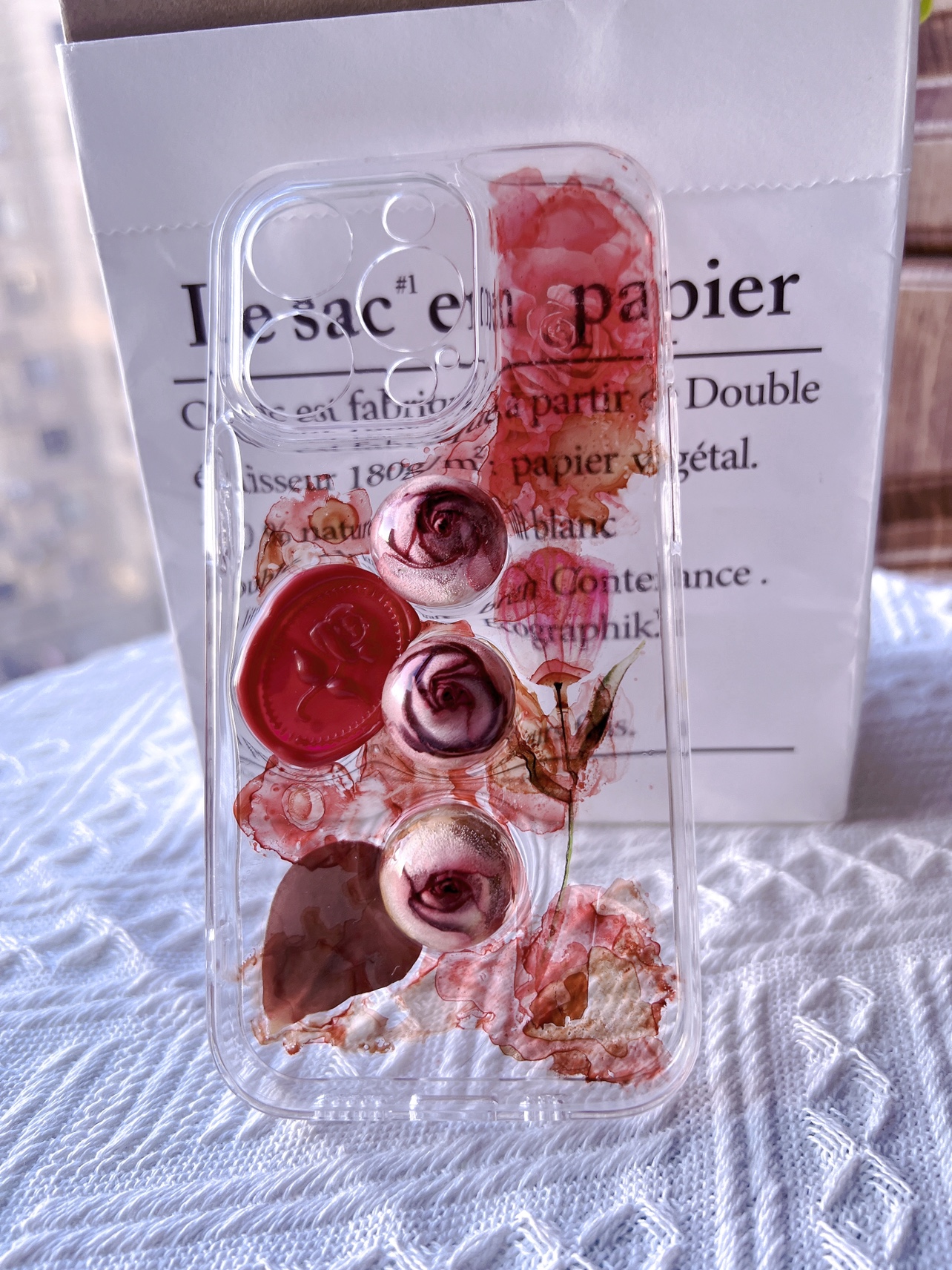 晕染滴胶玫瑰花球复古