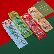 Christmas pencils gift kids圣诞节铅笔五件绘画铅笔橡皮文具套