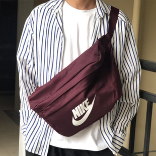 Nike/耐克男女酒红休闲运动大容量胸包单肩斜跨包腰包 BA5751-681