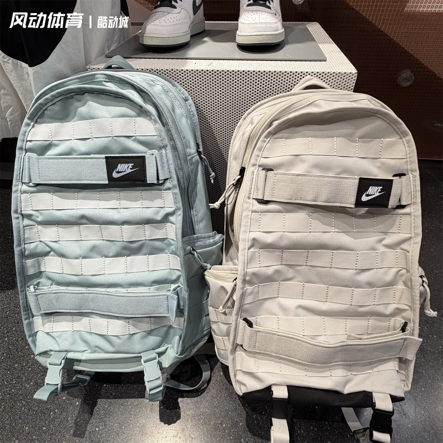 Nike耐克男女滑板工装风运动休闲大容量涤纶背包双肩包BA5971-072