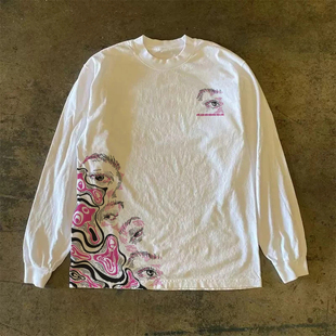 海外订单尾货 t恤男女宽松情侣上衣 撤回外贸嘻哈潮牌重磅纯棉长袖