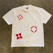 海外订单尾货 专柜撤回外贸纯棉印花设计感T恤oversize潮流休闲