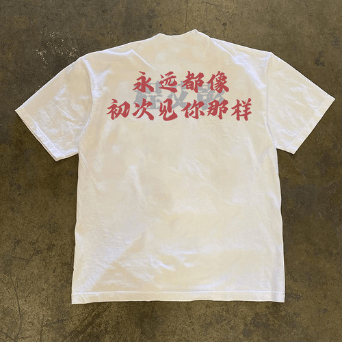 海外订单尾货~撤回外贸oversize文字印花纯棉短袖T恤男女百搭半袖