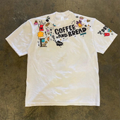 海外订单尾货 撤回外贸港风chic复古重磅纯棉短袖 T恤男女休闲上衣