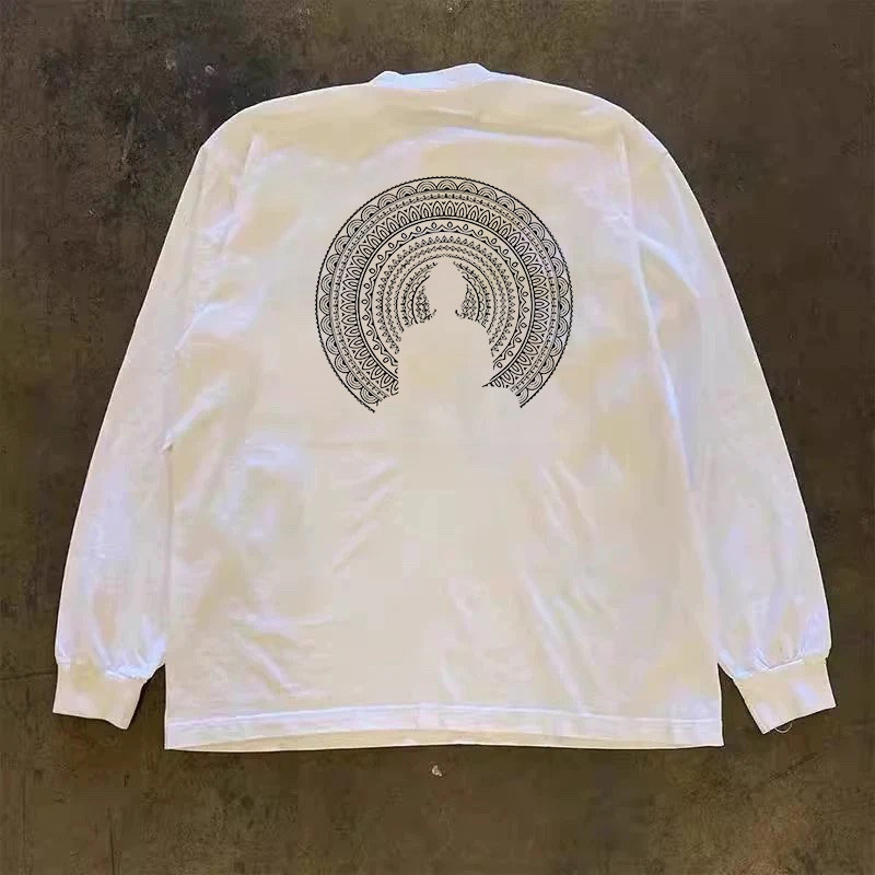 海外订单尾货~剪标撤回外贸美式复古100%纯棉长袖T恤男女百搭上衣