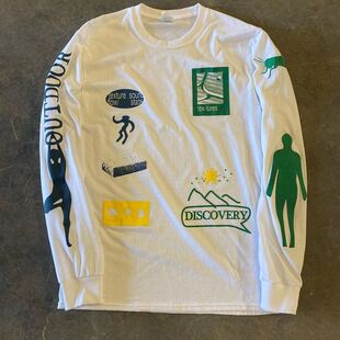 海外订单尾货~撤回外贸早秋潮牌印花纯棉长袖T恤男女宽松百搭上衣