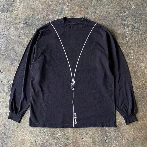 海外订单尾货~撤回外贸港风潮牌纯棉圆领长袖T恤男女百搭ins新款