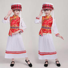 儿童民族服装普米族女童舞台演出服纳西族傈僳族白族少数民族服装