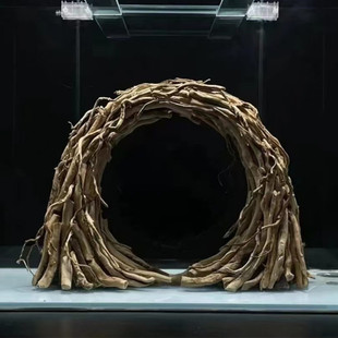 穿越洞穴鱼缸水草造景骨架拱桥杜鹃根沉木摆件