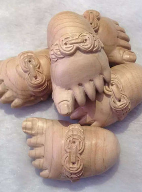 纯手工雕刻正宗桃木脚丫子钥匙扣汽车挂件手把玩件饰品