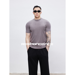 RESPONDENCE 天丝羊毛亲肤修身圆领新贵老钱风百搭纯色短袖T恤男
