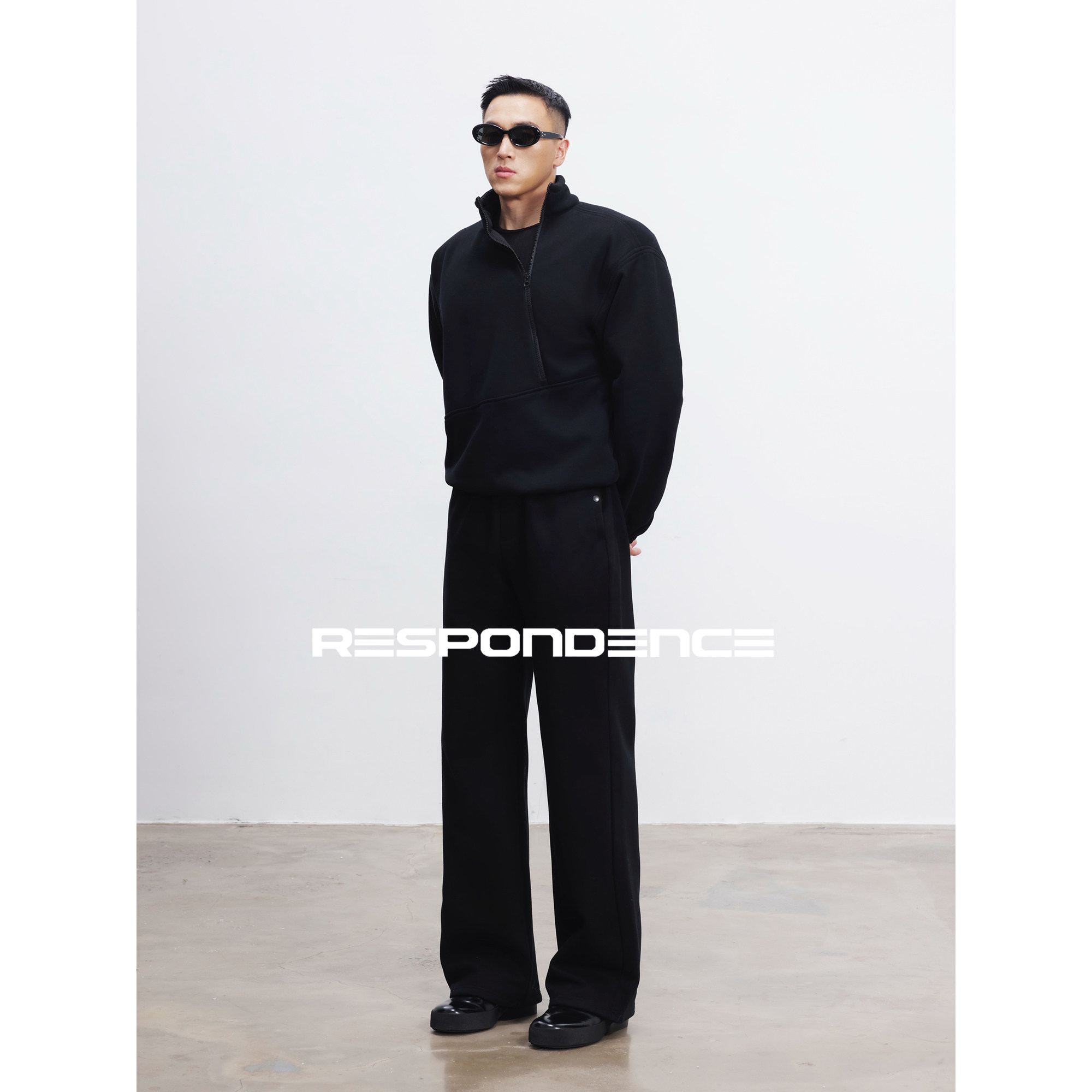 RESPONDENCE 立领斜拉链套头加绒运动卫衣加绒直筒卫裤休闲套装冬,男装,时尚套装,淘宝优惠券,粉丝福利购,淘宝优惠卷