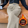 2025款秋冬季加绒加厚灯芯绒保暖直筒裤子显瘦百搭高腰女士休闲裤